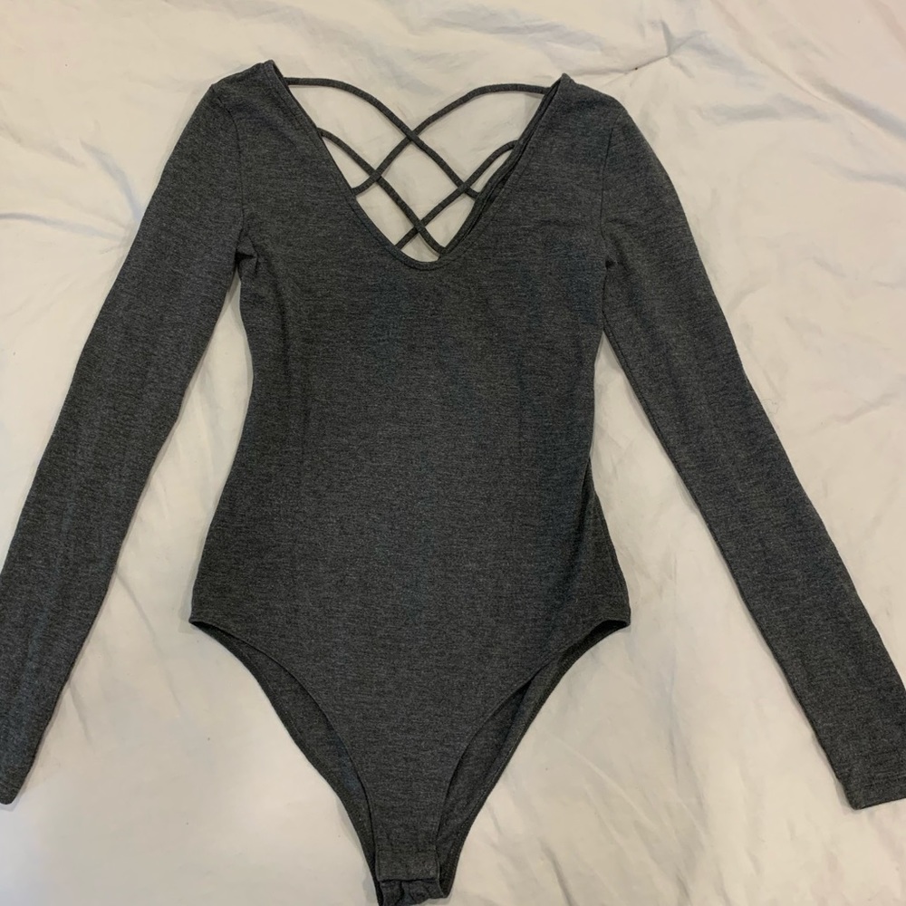 Grey long sleeve bodysuit